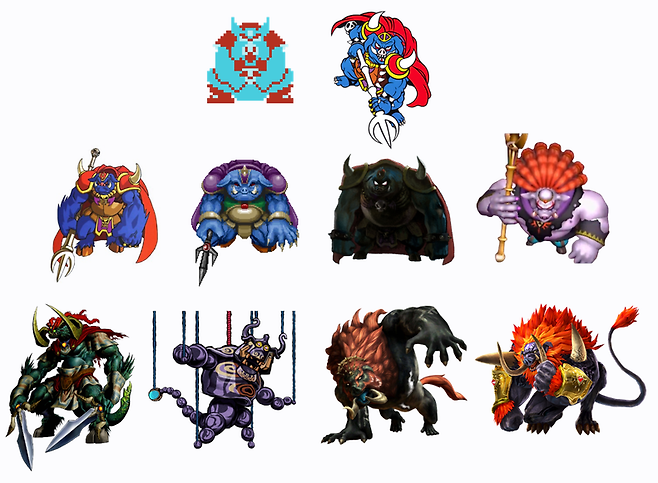 (역대 시리즈 별 가논의 모습. 모두들 우리의 추억속에 남아있는 모습들이다)