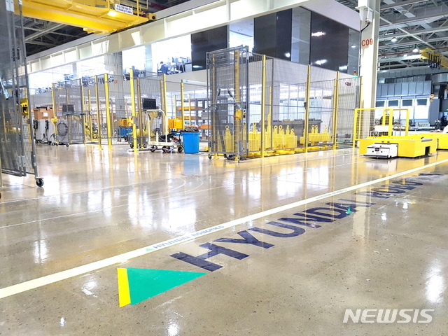 【대전=뉴시스】대전에 본사를 두고 있는 콘크리트폴리싱 바닥공사 전문기업 에코물산㈜이 시공한 현대로보틱스 공장.