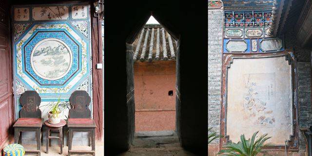 조각과 문양이 아름다운 저택과 감시 창구.