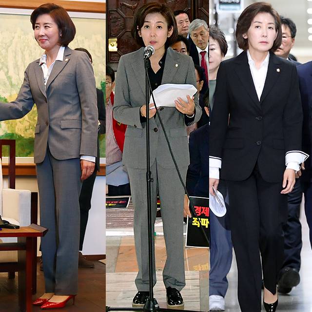 왼쪽부터 22일 여야 5당원내대표 회동, 24일 비상의원총회, 29일 최고위원회의에 참석한 나경원 자유한국당 원내대표 모습 /사진=머니투데이 DB, 뉴스1