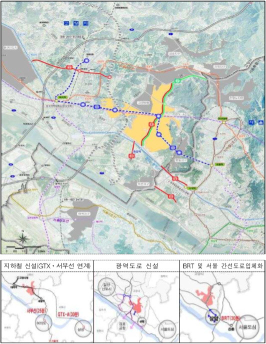 고양시 창릉동 3기 신도시 조성계획과 함께 발표된 광역교통망 계획. <국토교통부 제공>