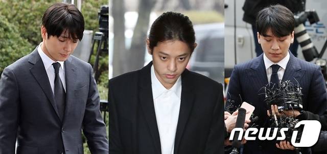 최종훈(왼쪽부터), 정준영, 승리.© 뉴스1