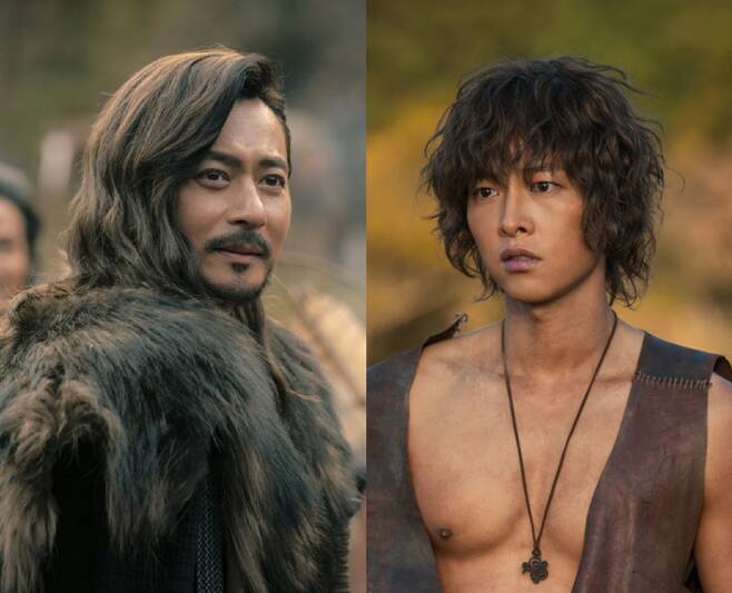 장동건(타곤 역)과 송중기(은섬 역). tvN ‘아스달 연대기’ 홈페이지 캡처