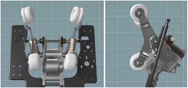 안마의자 속 안마 모듈의 모습. 예전에는 양 옆으로만 움직였다면 최근에는 상하, 좌우, 전후 방향으로 사람 몸에 밀착해 입체적으로 움직인다.