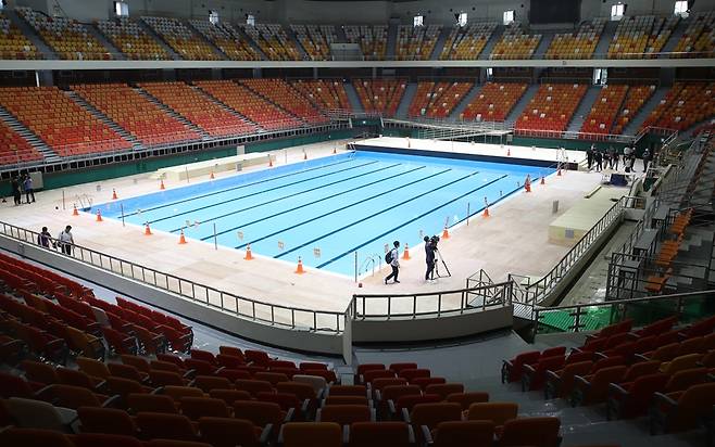 ▲ 염주종합체육관은 광주세계수영선수권대회가 끝나면 수영장을 제거하고 종합체육관으로 돌아간다 ⓒ 연합뉴스