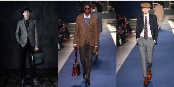 회색 하의는 어떤 재킷에도 무난하게 어울린다. 보통은 상의보다 하의를 진한 컬러로 매치하면 실패가 적다. [사진 벨루티, 브룩스 브라더스]