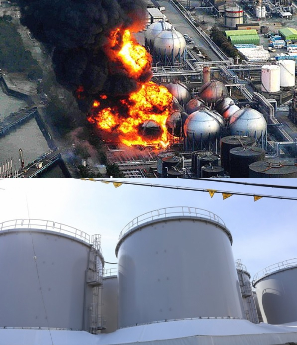 2011년 3월 11일 일본 열도를 강타한 대지진의 여파로 도호쿠 지방에 최대 20m 높이의 쓰나미가 발생해 후쿠시마 제1원전을 덮쳤다. 이로 인해 원전 건물 4개가 폭발(위)했으며 태평양을 포함한 주변 일대가 원전에서 쏟아져 나온 방사능으로 오염됐다. 이후 원자로에 들어간 고준위 방사성 오염수100만t이 생기면서 일본 아베 내각은 이를 처리하는 데 골머리를 앓아 왔다. [연합]
