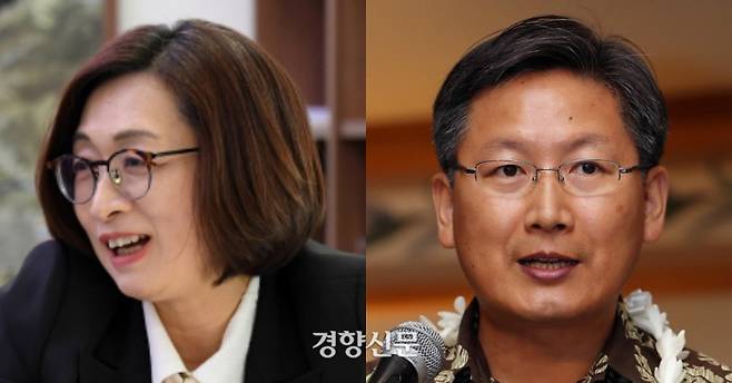 은수미 성남시장(왼쪽)과 백태웅 하와이대 교수 /경향신문 자료사진