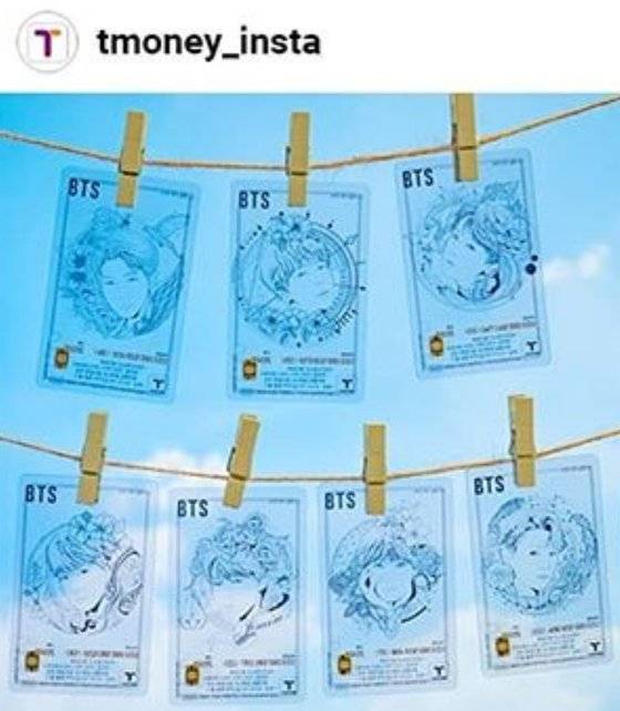 BTS 일러스트 투명 티머니 카드 7종. [티머니 인스타그램 캡처]