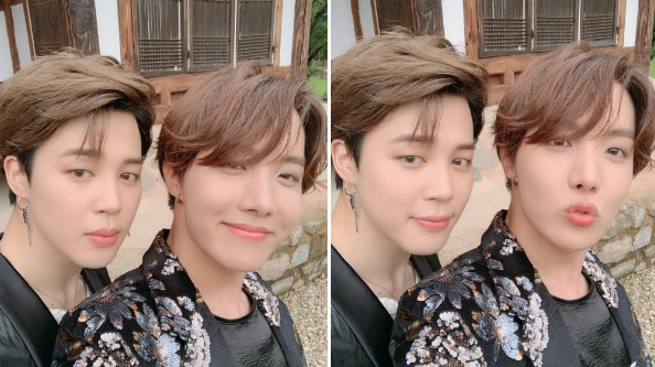 그룹 방탄소년단의 제이홉(오른쪽)과 지민. /사진=방탄소년단 공식 트위터 캡처