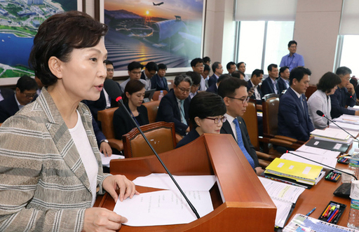 지난 20일 서울 여의도 국회에서 공공주택 특별법 일부개정법률안 등을 안건으로 열린 국토교통위원회 전체회의에서 김현미 국토교통부 장관이 제안설명을 하고 있다. 뉴시스