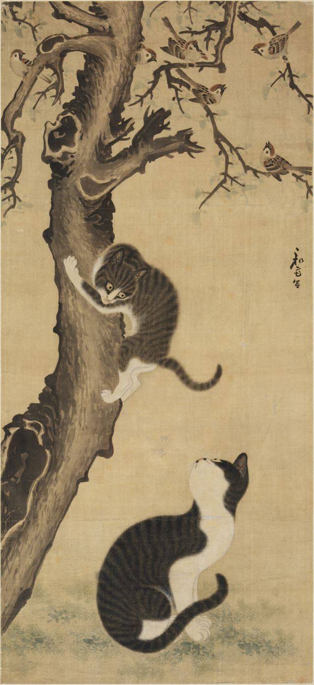 영조대에 활동한 화가 변상벽(1730~1775)이 그린 '고양이와 참새(猫雀圖)'. 국립중앙박물관 제공