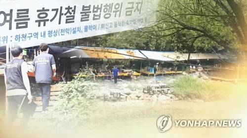 계곡에 평상깔고 음식팔고…경기도 불법영업 적발 (CG) [연합뉴스TV 제공]