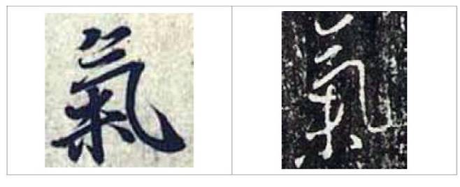 같은 듯 다른 왕희지의 글씨(왼쪽)와 김생 글씨. 힘, 절제, 자유분방함이 김생 글씨의 특징이다.|박홍국 관장 제공