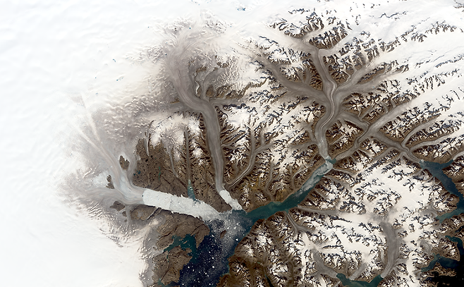 그린란드 남동부 빙하의 과거 모습.