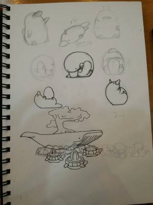 오구 스케치. 문 작가는 “하나의 이모티콘을 출시하려면 최소 100여개의 스케치를 그려야 한다”고 말했다.