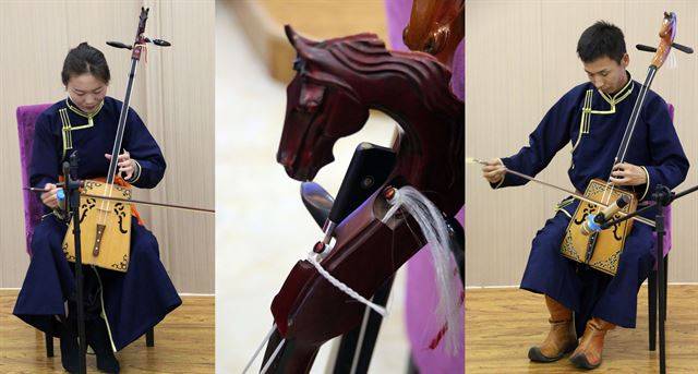 몽골족 민속악기 마타우친, 혹은 ‘머링호~르’ 연주.