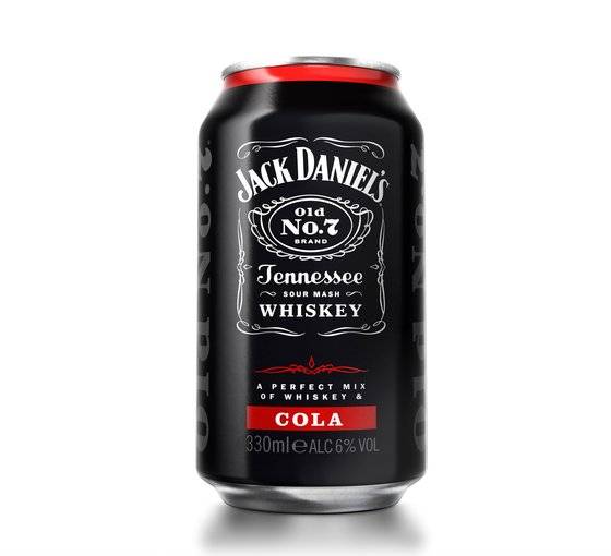 북미, 유럽 및 호주 지역에서 판매되고 있는 잭다니엘스 앤 콜라 RTD 캔. [사진 브라운 포맨]