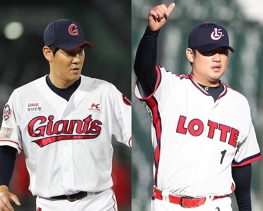 2015시즌 종료 후 롯데로 이적한 윤길현 손승락. ⓒ 롯데 자이언츠