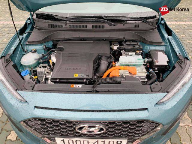 1.6리터 하이브리드 GDI 엔진이 들어간 코나 하이브리드 엔진룸(사진=지디넷코리아)