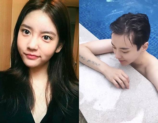 ▲ 한서희(왼쪽)와 정다은이 동성 열애설에 휩싸였다, 부인했다. 출처l한서희 SNS