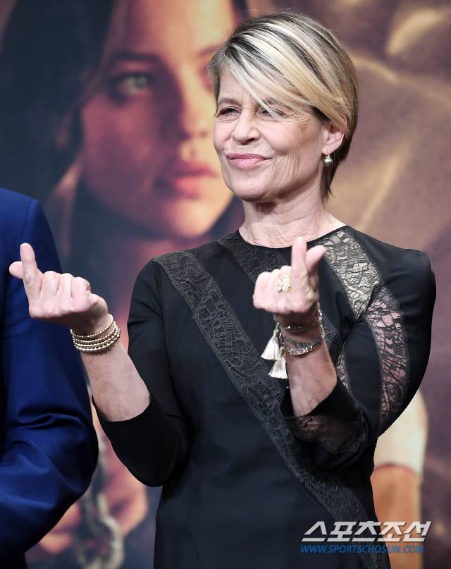 영화 '터미네이터:다크 페이트' 내한 기자회견이 21일 오전 서울 종로구 당주동 포시즌스 호텔 서울에서 열렸다. 배우 린다 해밀턴이 포즈를 취하고 있다. 종로=박재만 기자 pjm@sportschosun.com/2019.10.21/