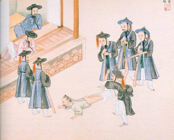 조선 후기 화가 김준근의 '곤장' [중앙포토]