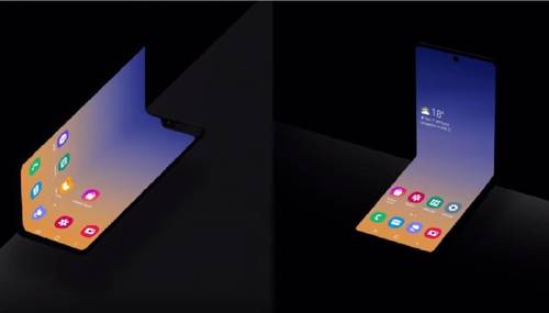 갤럭시 폴드(왼쪽)와 삼성전자가 새로 공개한 새로운 폼팩터의 폴더블폰. [삼성전자 뉴스룸 동영상 캡처=연합뉴스]