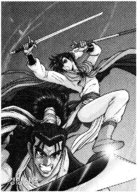 주인공인 한비광과 담화린이 등장하는 <열혈강호> 일러스트.