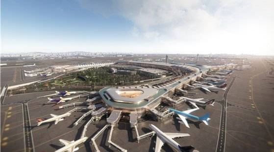 인천공항 4단계 사업에 따라 확장될 예정인 제2여객터미널의 모습. [사진 인천국제공항공사]