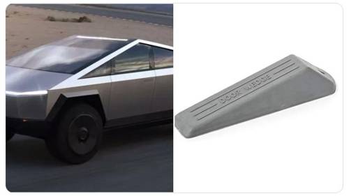 테슬라의 새 전기 픽업트럭을 희화화한 사진. [출처=트위터]