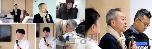 박일호(사진 위) 인문낭독극연구소장이 지난 5일 한빛리더스홀에서 열린 ‘퇴근길인문학수업’ 제 4차 저자릴레이 강연회에서‘여행인문학’을 주제로 강연을 하고 있다. 박정호(아래) 명지대 특임교수가 ‘우리가 다시 인문학에 주목해야 할 이유’에 대해서 강의하고 있다. 강의가 끝난 후 독자들과 소통하는 북토크쇼가 이어졌다./사진=한빛비즈