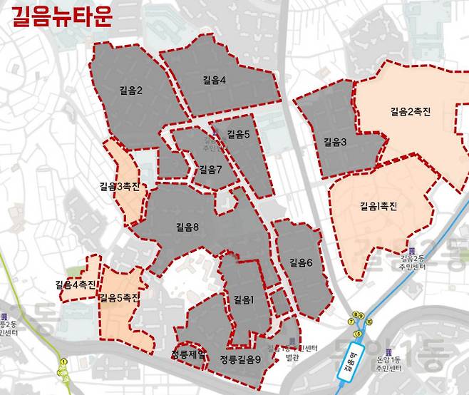 △길음뉴타운 일대 [지도 출처 = 국토정보맵]