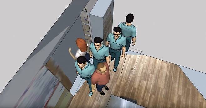 '곰탕집 성추행' 사건에 관한 3D영상분석 결과 ⓒ 유튜브 캡처