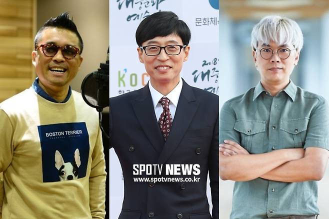▲ '가세연' 측이 유튜브 방송에서 김건모, 유재석, 김태호 PD(왼쪽부터) 차례로 언급, 화제를 모으고 있다. 제공l건음기획, MBC ⓒ곽혜미 기자