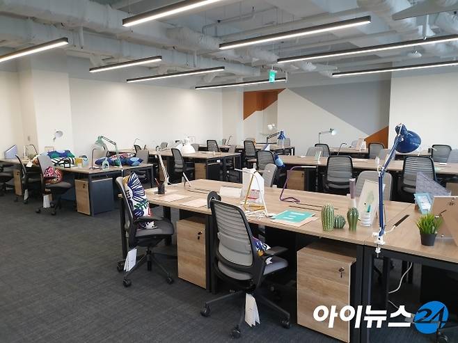 입주를 앞둔 저스트코타워점 오피스 공간. [사진=김서온 기자]
