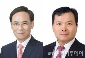 (왼쪽부터)이용배 현대로템 사장, 최병철 현대차증권 사장. /사진제공=현대차그룹