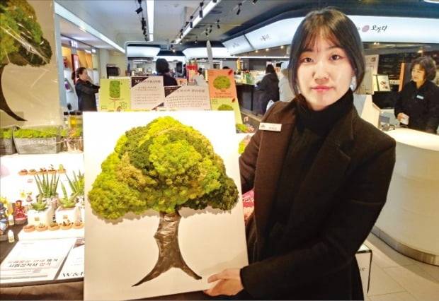 박혜희 온향 사장이 천연이끼 액자의 장점을 설명하고 있다. /온향 제공