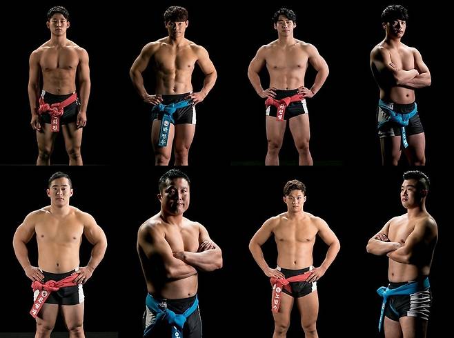 <한국방송>(KBS) 스포츠예능 <씨름의 희열>에 출연하는 선수들의 프로필 사진. 그동안 조명받지 못했던 선수들의 서사가 프로그램의 재미를 더한다. <한국방송> 누리집 갈무리