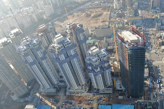 △2019년도 12월 현장 사진 [사진 출처 = 효성중공업 해링턴 플레이스 공식 홈페이지]