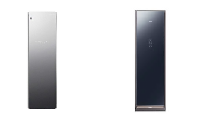 LG전자 스타일러 S5MBA(왼쪽)과 삼성전자 에어드레서 DF10R9700MG(오른쪽)