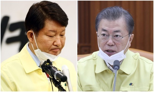 문재인 대통령(오른쪽)과 권영진 대구시장. 연합뉴스