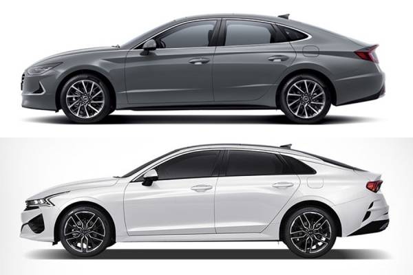 현대차 ‘신형 쏘나타‘ (상), 기아차 ‘신형 K5‘ (하)