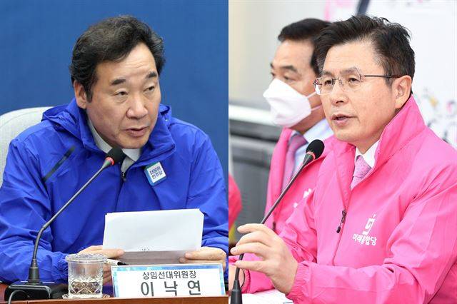 4ㆍ15 총선 서울 종로에서 맞붙는 이낙연 전 국무총리와 황교안 미래통합당 대표. 뉴스1. 한국일보 자료사진