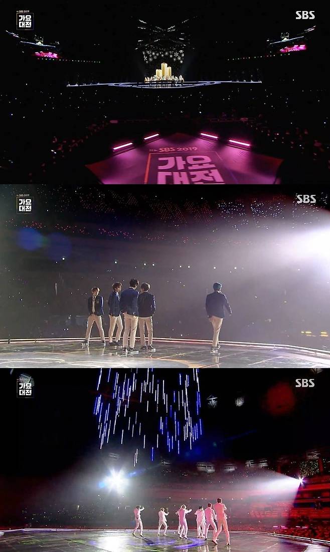 지난해 12월 25일 서울 구로구 고척동 스카이돔에서 열린 2019 SBS '가요대전' 관객석은 대부분 출연 가수들의 팬들이 채웠다. (사진='가요대전' 캡처)