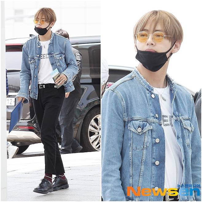 2016년 6월 1일 인천공항 출국, 청재킷으로 한껏 멋을 부린 패션