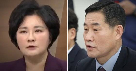 조수진 전 동아일보 논설위원(왼쪽)과 신원식 전 육군 수도방위사령관. 연합뉴스·채널A 캡처