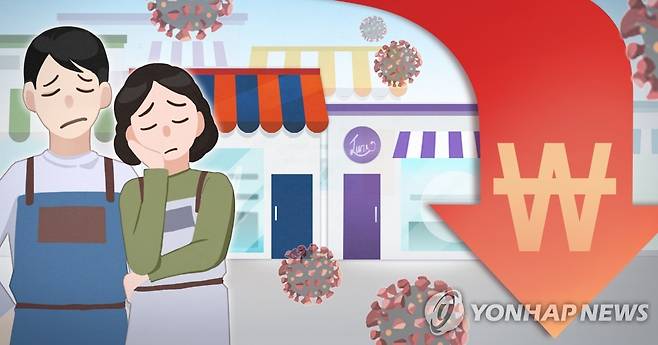 코로나19에 소상공인 매출 감소 (PG) [정연주 제작] 일러스트