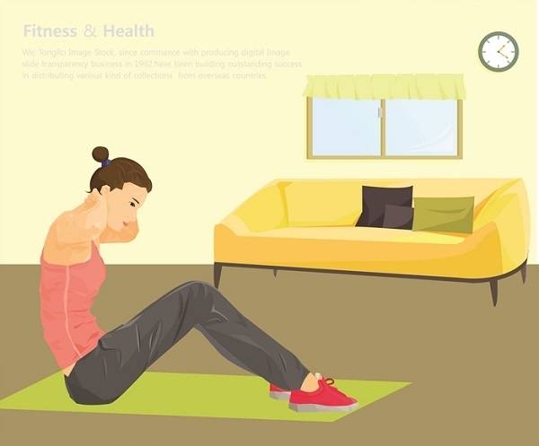 집에서 쉽게 할 수 있는 대표적인 코어근육운동은 윗몸일으키기다. 단 평소 허리통증이 잦거나 허리디스크가 있다면 사전에 주의해야 할 사항을 먼저 숙지한 후 시작하는 것이 안전하다(사진=클립아트코리아).