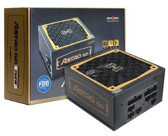 80PLUS GOLD 인증의 뛰어난 성능과 풀모듈러 케이블 구성, 무상 7년의 보증 기간에 FDB 냉각팬으로 상품성을 업그레이드한 '마이크로닉스 ASTRO GD 750W 풀모듈러 FDB' 파워서플라이.